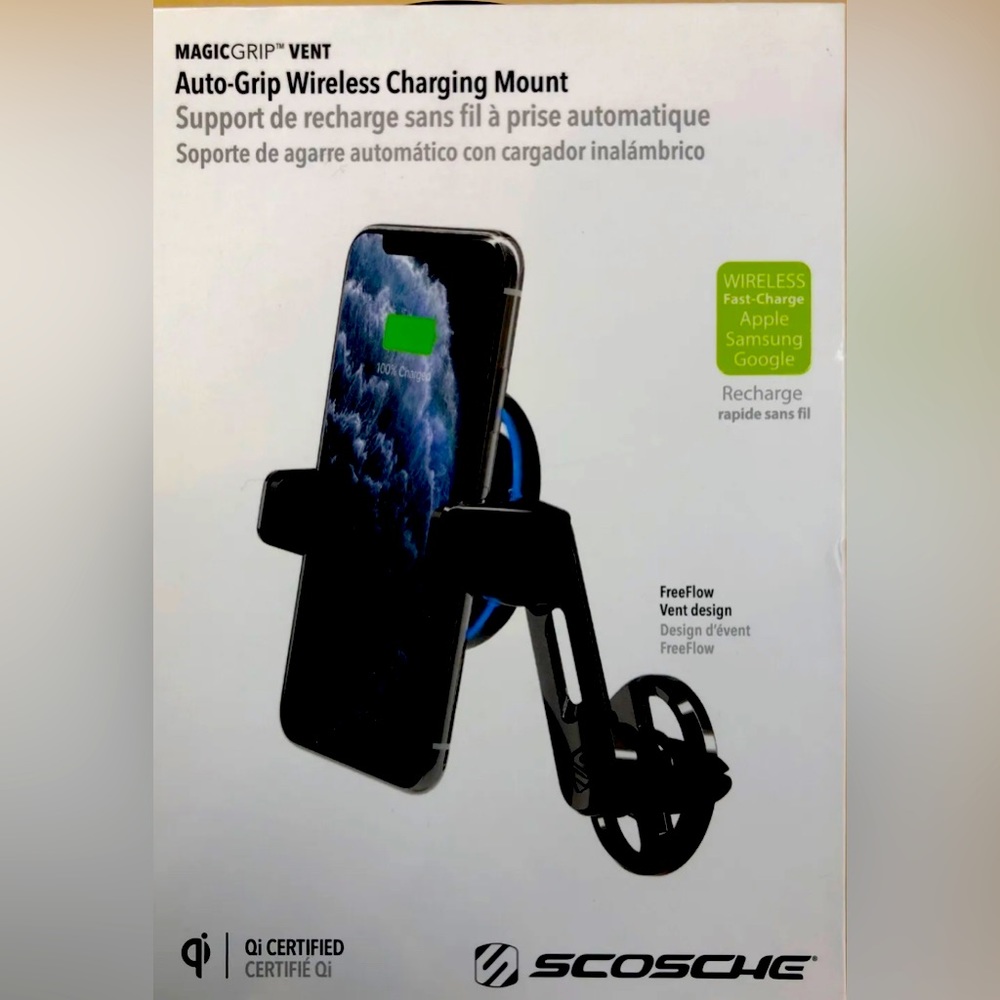 Scosche  MagicGrip FreeFlow Autogrip Wireless Charging Vent Phone Mount for Car
